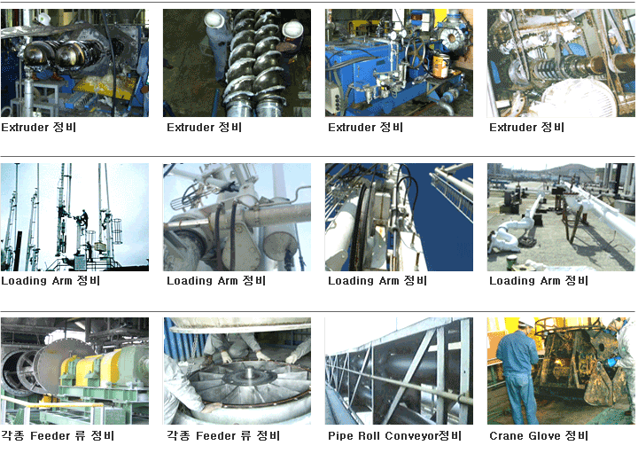 Extruder ����, Loading Arm ����, Loading Arm ����, ���� Feeder �� ����, Pipe Roll Conveyor����, Crane Glove ����